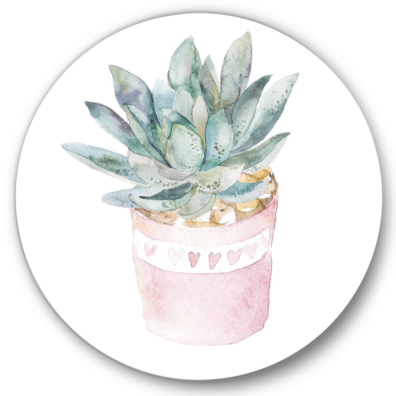 Designart - Cactus and Succulent House Plants II - Farmhouse Metal Circle Wall Art